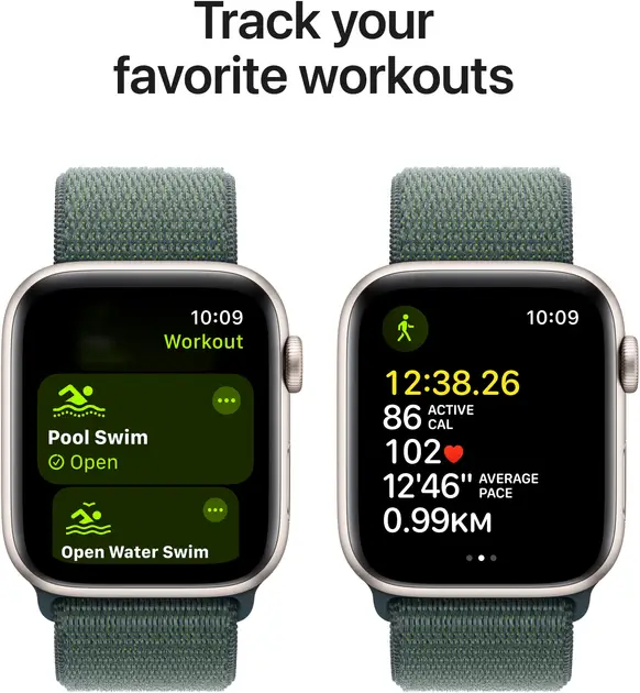 Apple Watch SE (2024) GPS 40 мм Starlight Aluminium Case with Lake Green Sport Loop (MXEH3QH/A) Apple MXEH3QH/A — фото 2